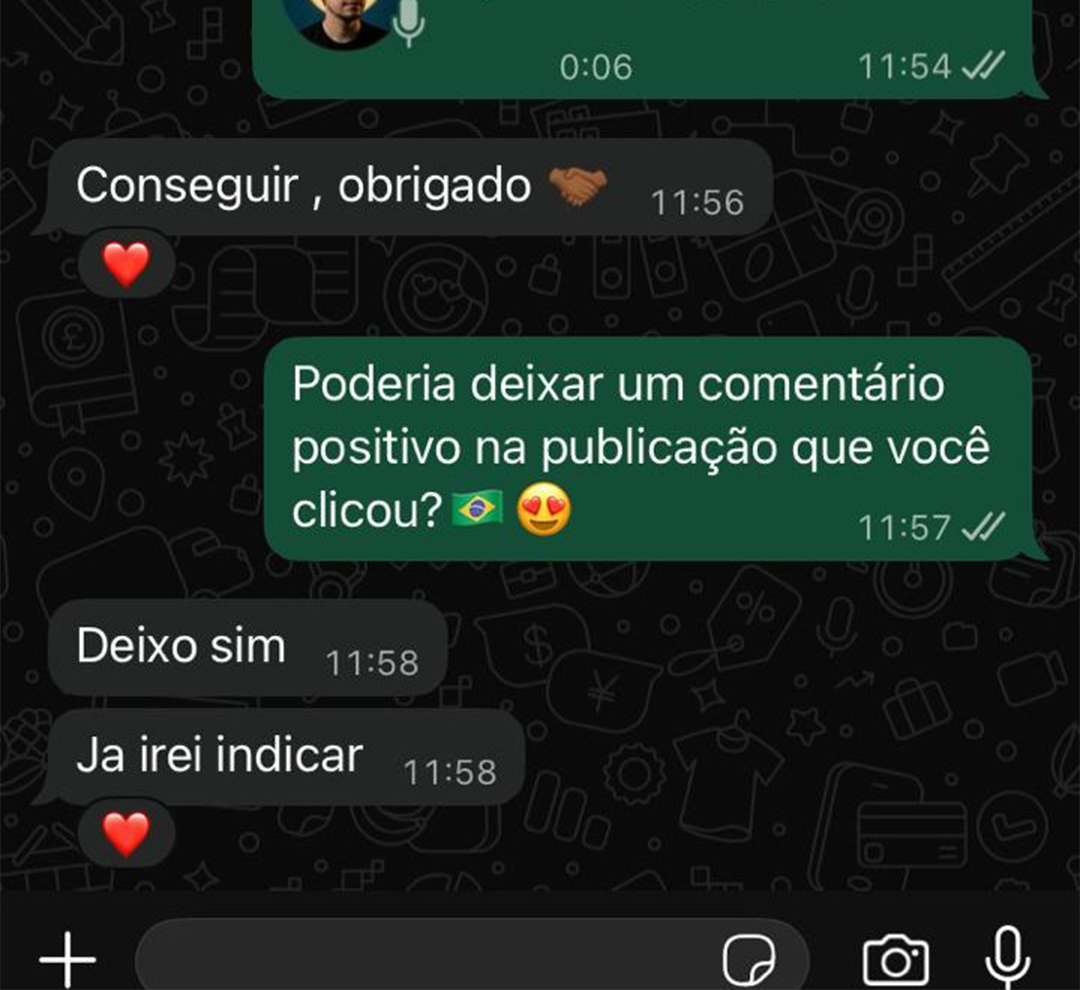 Depoimento de cliente satisfeito